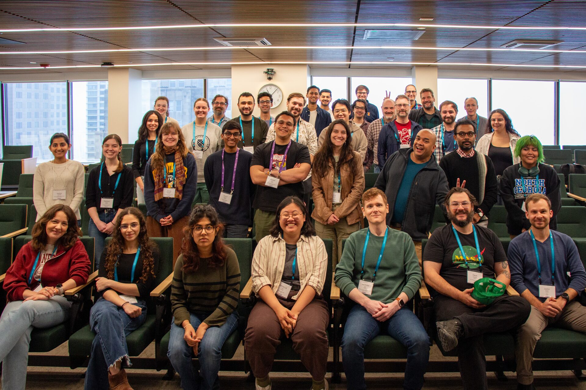 Rubin Alerts & AI Hackathon 2026 group photo at the SkAI Institute, Chicago